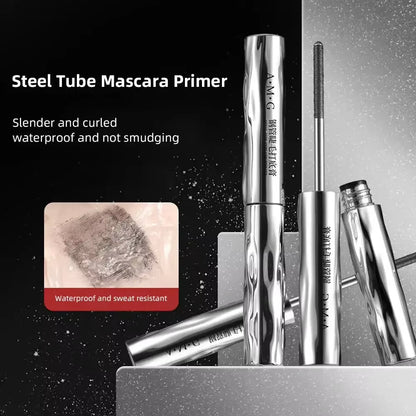 Eyelash Primer Mini Steel Tube Mascara Natural Black 3D Silk Fiber Eyelash Primer Non Smudging Long-Lasting Eyelash Long-Lasting