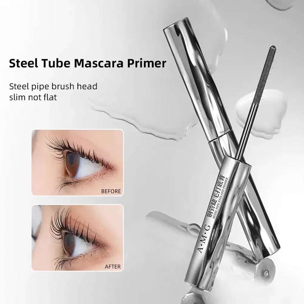 Eyelash Primer Mini Steel Tube Mascara Natural Black 3D Silk Fiber Eyelash Primer Non Smudging Long-Lasting Eyelash Long-Lasting
