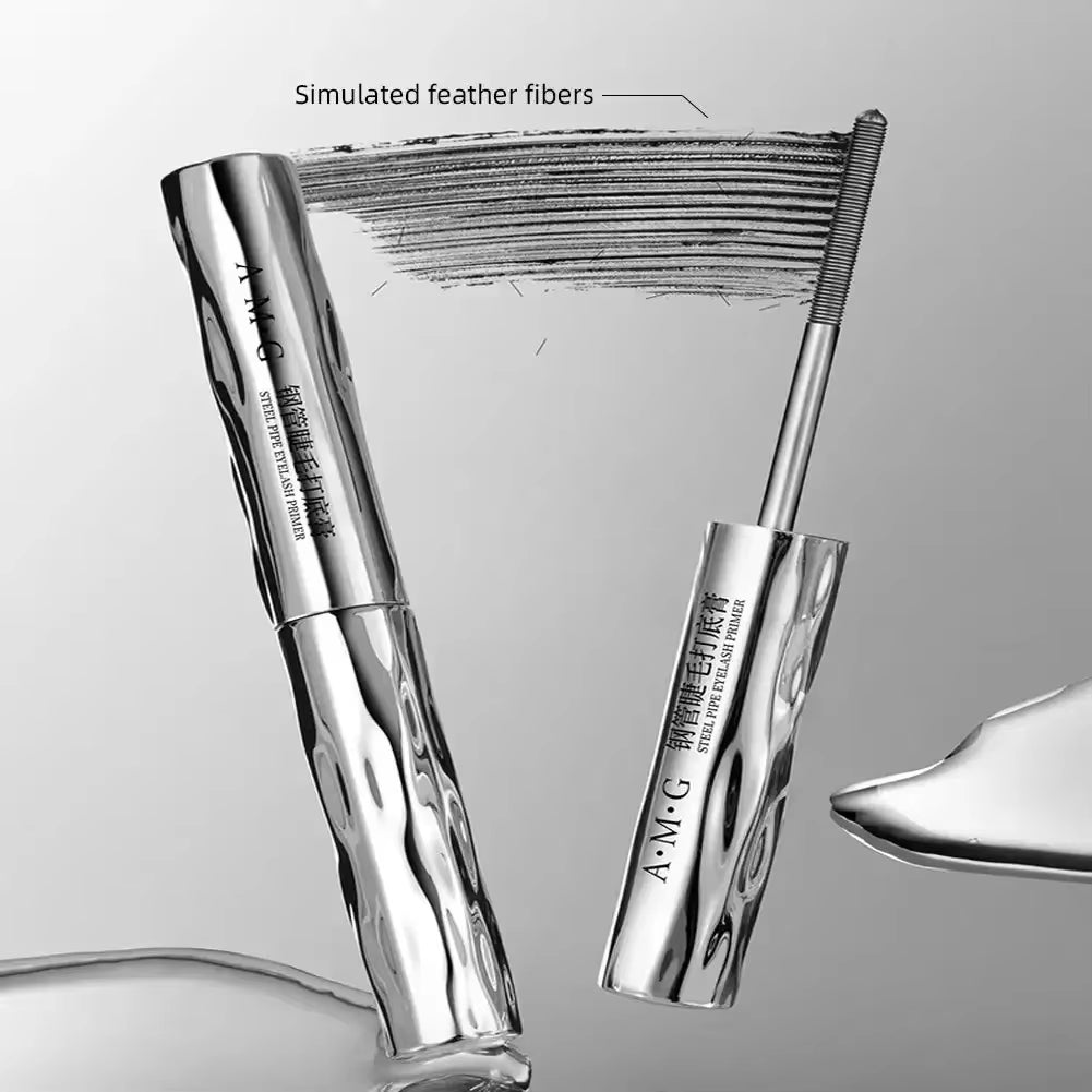 Eyelash Primer Mini Steel Tube Mascara Natural Black 3D Silk Fiber Eyelash Primer Non Smudging Long-Lasting Eyelash Long-Lasting